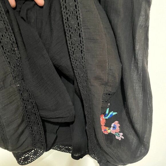 Free People Black Embroidered Lace Gauzy Mini Dress Perfectly Victorian S Boho - Picture 4 of 11